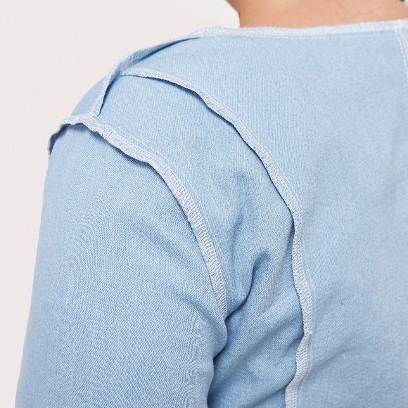 NWT Cider Curve Denim Cross Disco Top - Picture 4 of 5